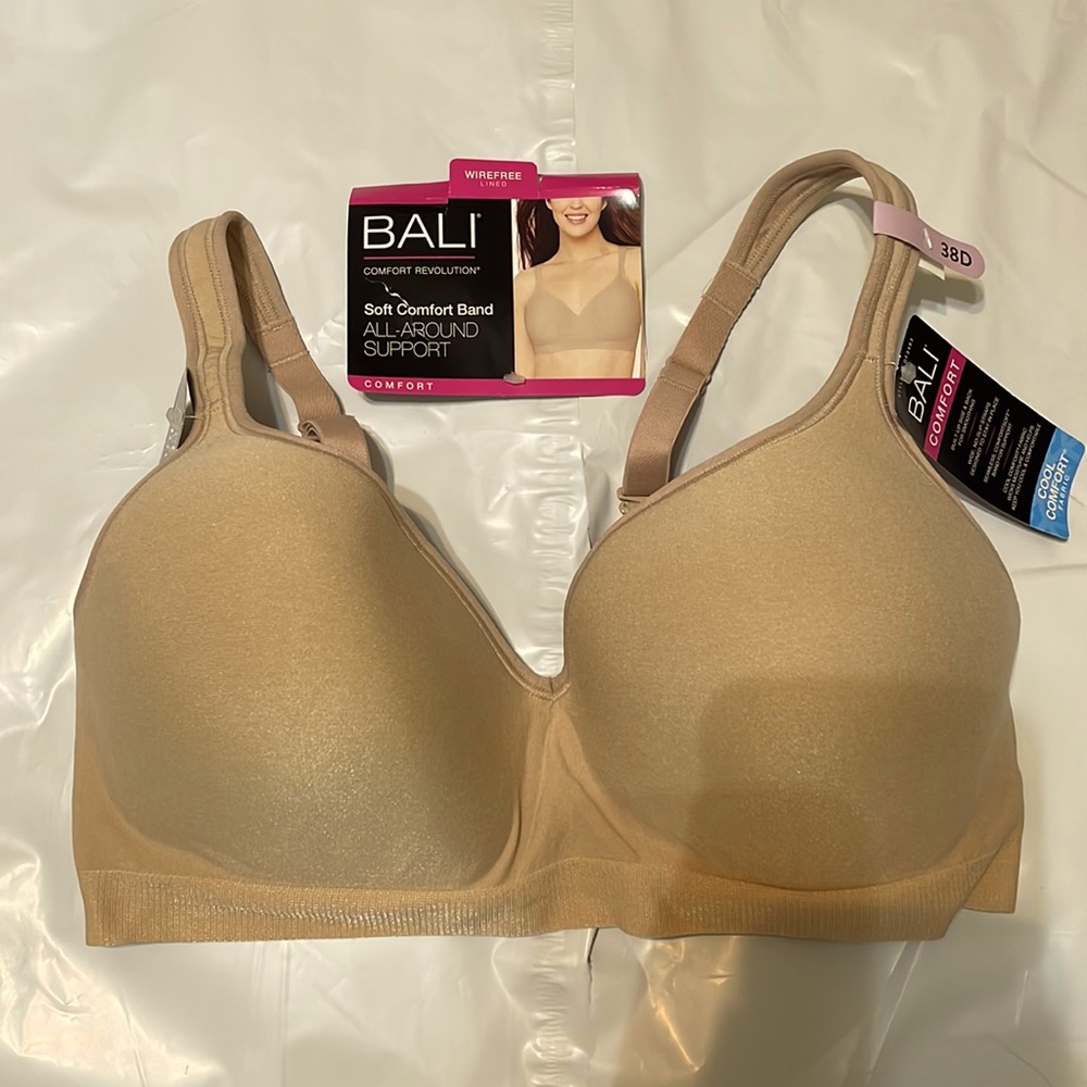 Bali Comfort Revolution Wire Free Lined Bra Beige 38D NWT